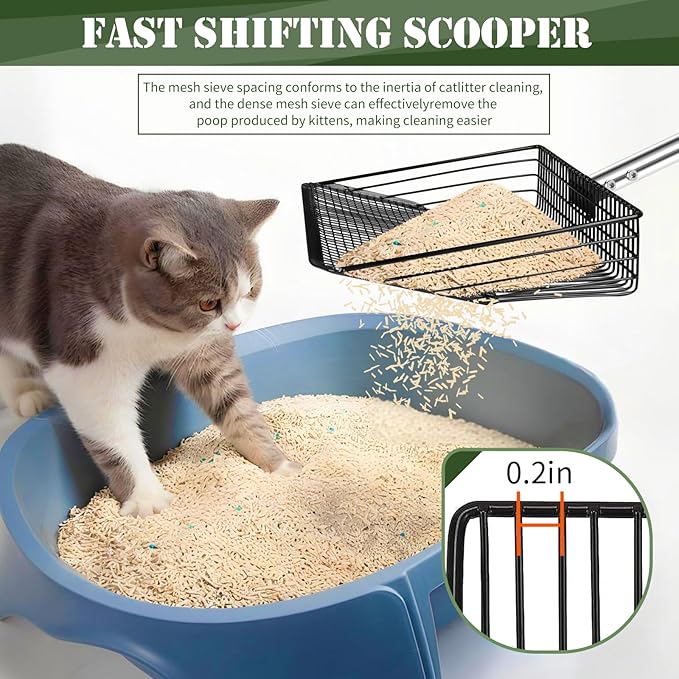 10inch Large Metal Chicken Poop Scooper & Chicken Coop Scoop, 3-Level Adjustable Chicken Coop Scooper for Sand with Stainless Steel Handle, 4-in-1 Multi-Function Heavy Duty Manure Screening Shovel