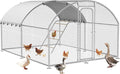 Large Metal Chicken Coop with Roosting Perch, Waterproof and UV-Resistant Cover,Outdoor Walk-in Cage Hen House for Yard Farm Rabbit Duck Chicken Run Dome Roof (10’ W x 13.2’ L x 6.4’ H)