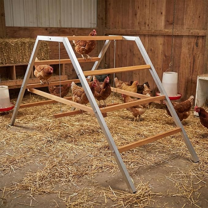 Chicken Roosting Bars for Coop Accessories, Chicken Perches with Swing for 10-12 Chickens, Wooden Chicken Ladder for Pet's Healthy & Happy, Easy to Assemble and Clean
