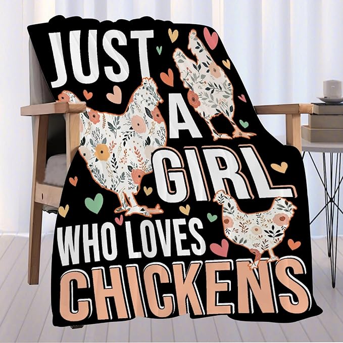 Just A Girl Who Loves Chickens Blanket | Rooster Chicken Throw Blanket for All Seasons | Chicken Animal Lovers for Girls | Farm Animal Blanket for Couch/Travel/Camping | 50"x60" for Teens