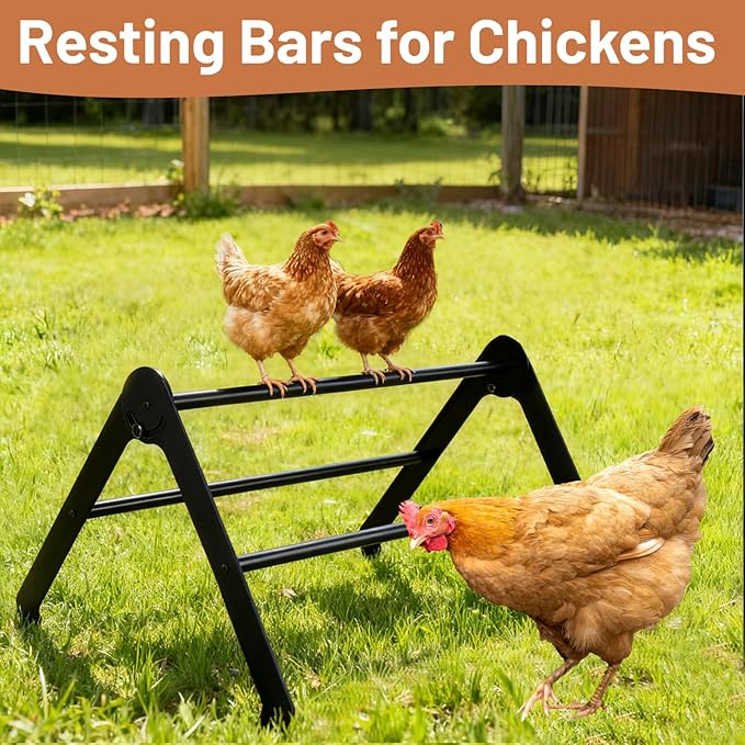 Chicken Roosting Bars, 3 Bar Design Adjustable Chick Perch for Coop, Chicken Jungle Gym Roosting Stand, Fun Enrichment Toys for Chicks & Hens, Brooder & Coop Accessories