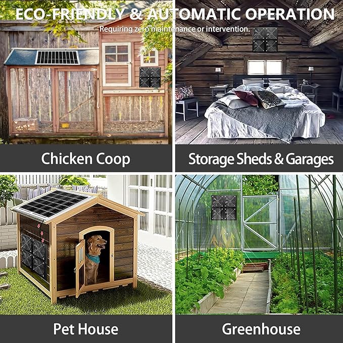 Solar Exhaust Fan, 25W Powerful Solar Fan for Chicken Coop, Easy Installation, Weatherproof, Ventilate Your Chicken Coop Shed Greenhouse Dog House with Zero Electricity Cost