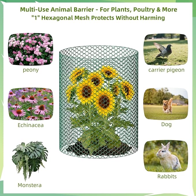 Chicken Wire, Easy to Shape, 15.7 x 87 Inches, Green PVC Coated Lightweight Galvanized Hexagonal Chicken Wire mesh, Floral Chicken Wire for Craft, Poultry, Garden