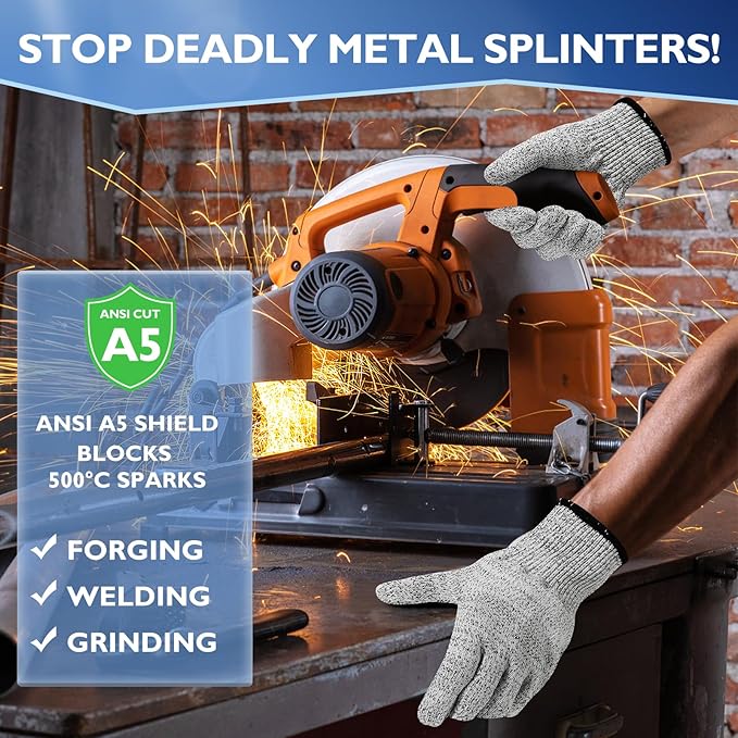 Cut Resistant Gloves, Level 5 Protection, Food Grade Safety Gloves for Mandolin Slicing, Multiple Sizes