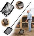 Large Chicken Poop Scooper & Rake 2-in-1, Heavy Duty Metal Pooper Scooper with 43" to 90" Adjustable Stainless Steel Handle, Sand Sifting Shovel for Chicken Coops & Farm Animals Little Scoop