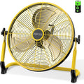 ZHULI 18" Portable Battery Operated Floor Fan, Rechargeable Cordless Camping Fan, Hi-Velocity Brushless Motor, Metal blade, USB Phone Charge, 8~60H Runtime, Quiet, Wireless, For Outdoor Home Workshop