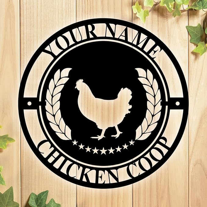 Custom Chicken Coop Metal Sign, Personalized Farmhouse Wall Decor, Vintage Fluffy Butt Hut Decor, Custom Name Sign for Farm, Gifts for Chicken Lovers
