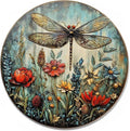 Tin Sign Dragonfly Farm Fresh Flowers Signs Round Metal Sign for Home Farm House Rustic Garden Yard Vintage Outdoor Outside Porch Wreath Wall Funny Decor 8 Inch