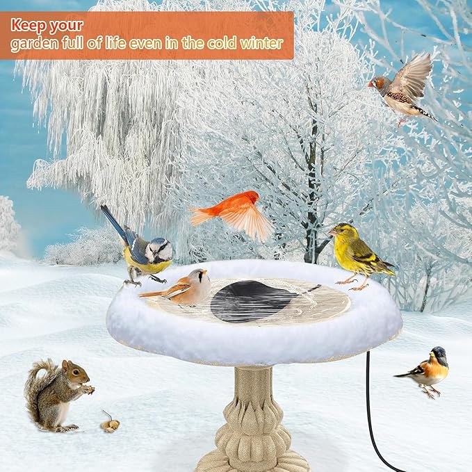 60W De-icer Submergible Bird Bath Heater Thermostatic Controlled Chicken Water Heater for Outdoors in Winter Animal Water Heater Ideal for Livestock Poultry Horses Cows Birds Chicken Farm Trough