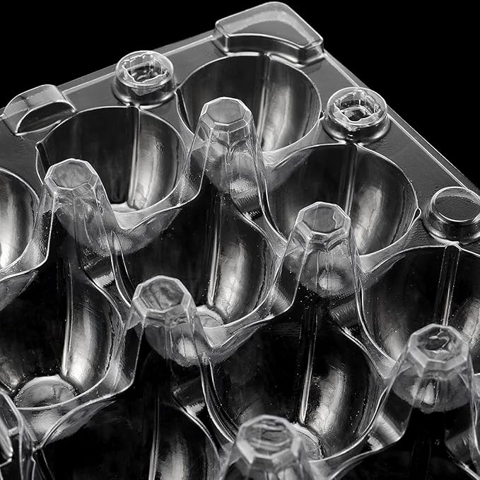 JAPCHET 200 Pack 12 Grid Quail Egg Cartons, Reusable Quail Egg Cartons Cheap Bulk, Stackable Plastic Quail Egg Container for Quail Eggs