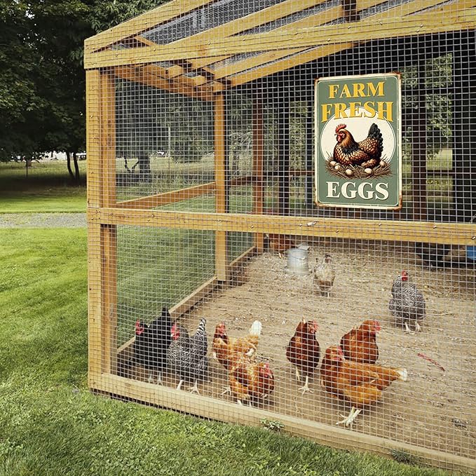 Farm Fresh Eggs Metal Tin Sign Funny Retro Chicken Coop Accessories Farmhouse Home Kitchen Wall Art Decor 8x12 Inch