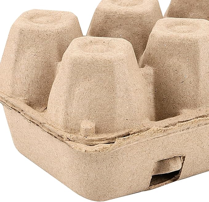 50 Pack Empty Egg Cartons Bulk,6 Count Pulp Fiber Egg Tray Holder Eggs Storage Containers for Family, Farm