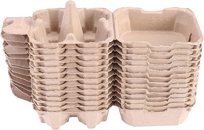 100 Pack Egg Cartons Bulk Pulp 2x2, 4 Cell Containers Vintage Easter, 1/3 Dozen Sturdy Natural Paper Holder Box for Storage Fresh Chicken Huevo