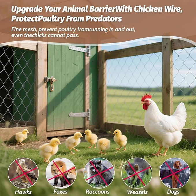 Floral Chicken Wire for Craft, 15.7 Inch x 10 FT Lightweight Galvanized Hexagonal Chicken Wire Netting, Silver Chicken Wire Fence for Garden Poultry Chicken Wire Mesh with Gloves, Wire Ties, Plier