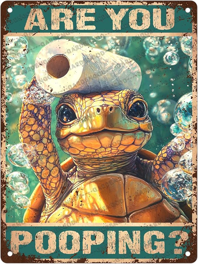 Vintage Bathroom Ocean Turtle Metal Sign Bathroom Ocean Turtle Toilet Novelty Metal Poster Home Kitchen Aluminium Sign Art Wall Decor 16x12 Inch