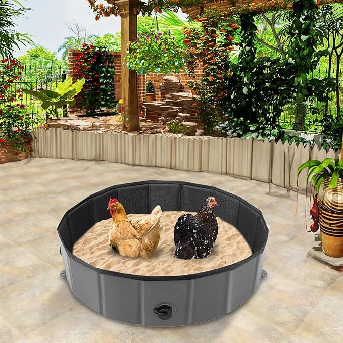 Chicken Dust Bath Tub - Large Capacity Coop Cleaning Container, Durable Bath Box, Easy Clean Poultry Accessory, Outdoor Hygiene Tool | Dusting Tub for Chickens Ducks Quails Turkeys Pets