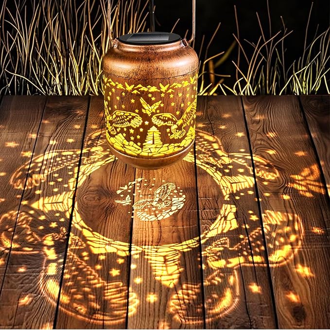 Eagle Solar Lanterns Outdoor Waterproof Eagle Birthday Gifts for Women Mom Grandma Hanging Metal Solar Lights Garden Ornament Outside for Yard, Patio Decor