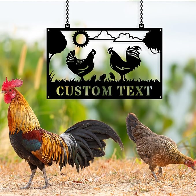 Custom Chicken Coop Metal Sign, Personalized Chicken Coop Sign for Outside, Custom Metal Hen House Farm Signs, Chickens Hen House Farmhouse Wall Art Decor