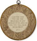 Hiuwevt Vintage Boho Floral Christian Round Wall Art Decor, John 15:5 Bible Verse Framed Canvas Prints, Religious Round Wall Hanging Decor for Church Home Bedroom Living Room Decorations, 10x10 Inches