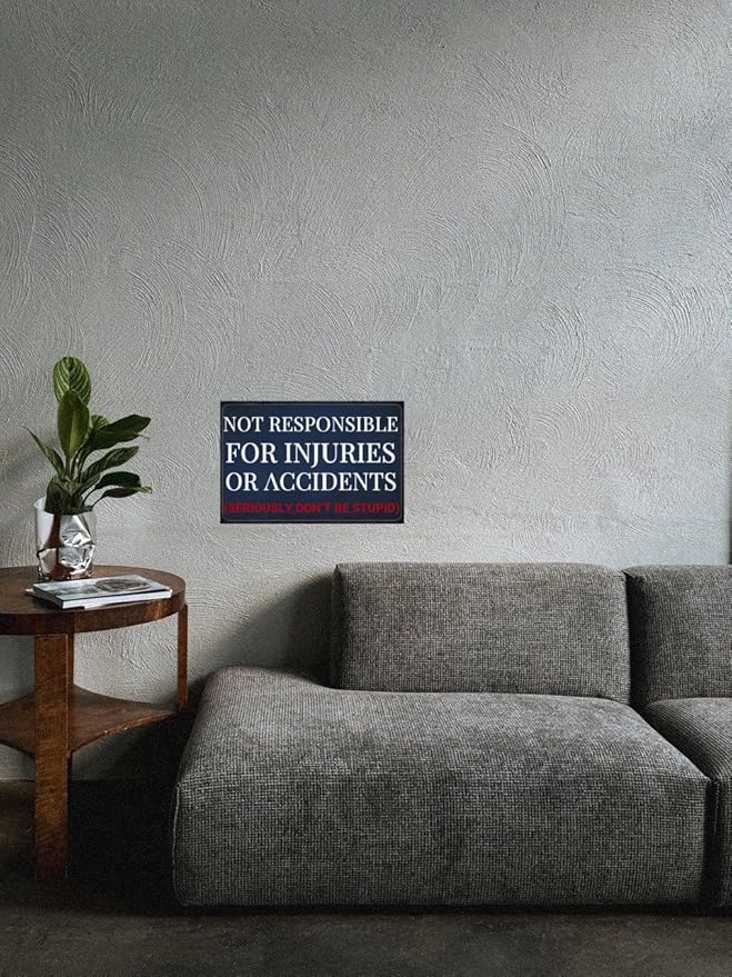 Funny Metal Tin Sign – Vintage Wall Decor for Garage, Bar, Man Cave, or Workshop, Humorous Warning Style Plaque, 12x8 Inch