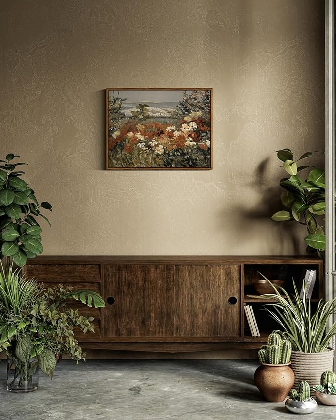 InSimSea Framed Canvas Wall Art Home Decor Framed Vintage Botanical Prints Rustic Farmhouse Wall Decor Mid Century Modern Decor Art Prints Floral Room Decor Wall Art for Living Room Bedroom 12x16in
