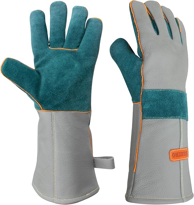 BEETRO 932℉ Heat Resistant Forge/Mig/Stick Welding Gloves for Oven/Grill/Fireplace/Furnace/Stove/Pot Holder/Wood Burner