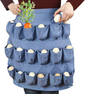 Egg Collection Apron with 18 Pockets for Gathering Chicken, Duck, Goose Eggs - Great Gifts for Mums, Friends - Blue, 21inch