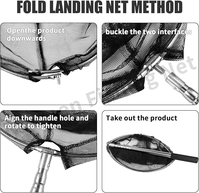 Neween Fishing Net, Foldable Collapsible Telescopic Fish Landing Net, Durable Nylon Material Mesh Landing Net for Easy Catching or Releasing for Trout