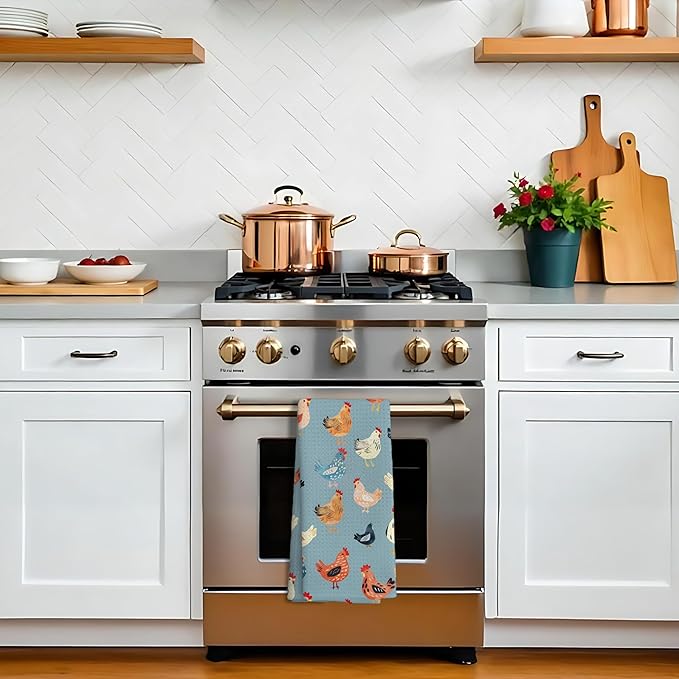 Chicken Floral Kitchen Dish Towels for Bathroom Decor, Chicken Gifts for Women Mom Lady,Farmhouse Cottage Core Decor Kitchen Hand Dish Towels Bathroom,16x24 Inch