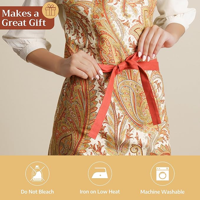 Maison d' Hermine 100% Cotton Apron for women with Pocket Kitchen Chef Apron for Men Cooking Easter Decorations