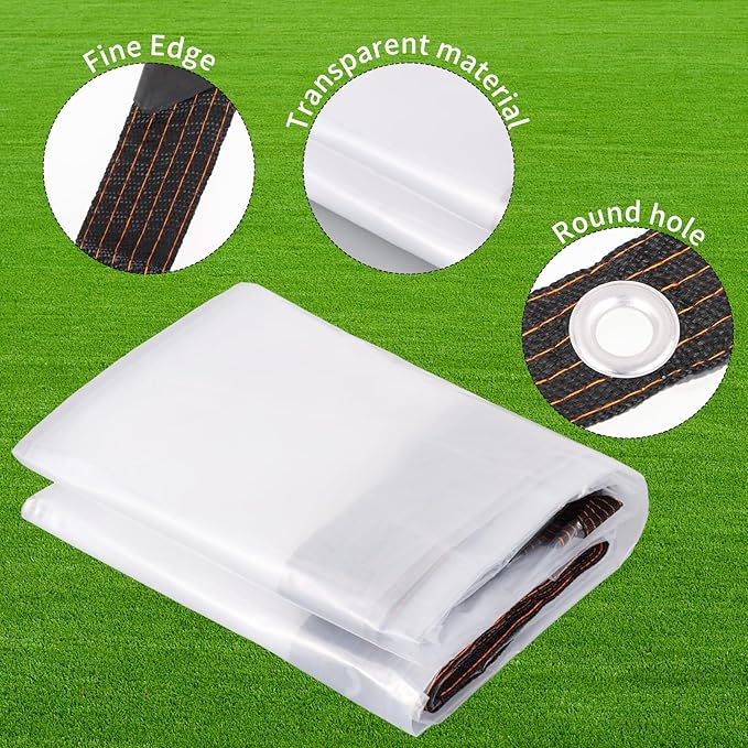 2 PCS 6.6x13 Ft Chicken Coop Covers with 10 Pcs Ball Bungees Cords Transparent Waterproof Material Protection from Sun Rain Snow and Low Temperature