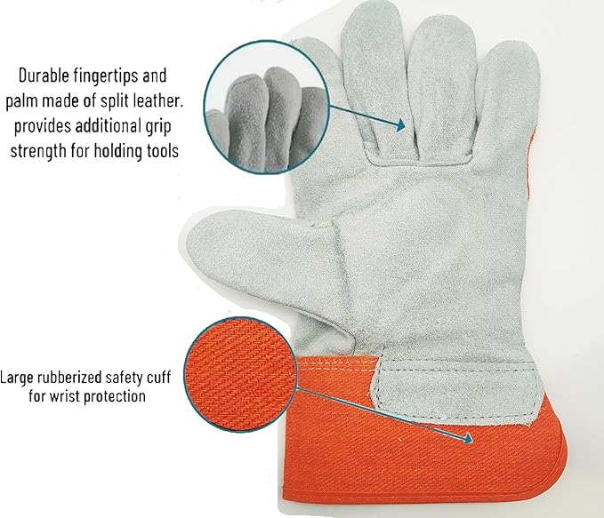 L&M Leather Work Welding Gloves Fire Heat Resistant Cowhide Cotton Lined,Mig,Tig,Stick Forge,BBQ Grill,Fireplace 11 Inch