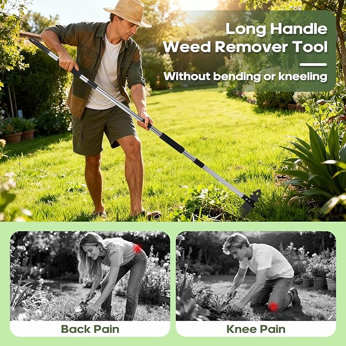 Weed Remover Tool,Portable Garden Weeder Tool,60"Gardening Weeding Tools,2026 New Manganese Steel Weeding Tools,for Hand Weeder for Vegetable Gardening Backyard Farm Planting & Uprooting Weeding Tool