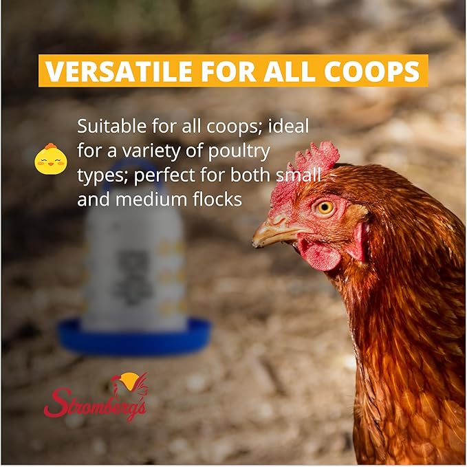 Stromberg's Poultry Drinker 5L, Blue Chicken Emoji Poultry Waterer, Heavy Duty UV-Resistant Plastic, Easy to Fill and Clean, Suitable for All Coops