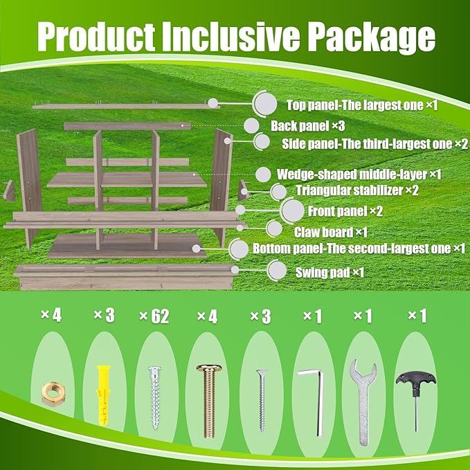 Nesting Box, 6 Compartments Wood Nest Box for Chicken with Swing Perch, Chicken Egg Laying Boxes for Hens, Ducks, Chickens