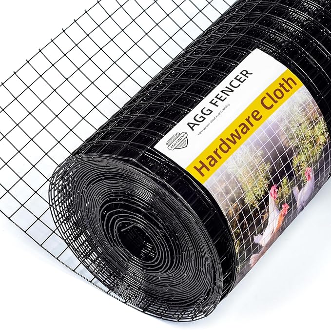36in x 100ft Black Hardware Cloth 1 inch 16Ga PVC Coated Wire Mesh Vinyl Coated Fence, Welded Metal Chicken Wire Fencing Roll, Garden Plant Fencing, for Chicken Coop and Home Improvement