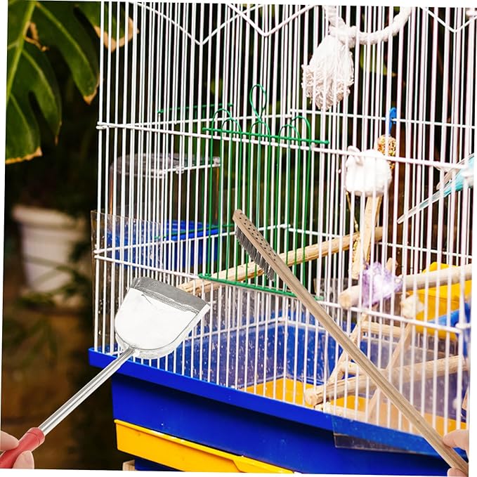 2pcs Bird Cage Cleaning Tools Set Brush Shovel for Parrot and Birds Efficient Waste Removal for Tidy Habitats Essential Pet Supplies