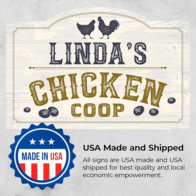 Custom Chicken Coop Sign, Personalized Name For Farm, For and Backyard Décor Sign, 12x18 Inches, Rust Free .063 Aluminum, Fade Resistant, Made in USA by Sigo Signs