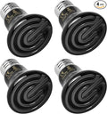 Simple Deluxe 25W Mini Reptile Heat Lamp Bulbs, Pack of 4 Ceramic Heat Emitters for Amphibian Pet & Incubating Chicken (Black, 25 Watts)