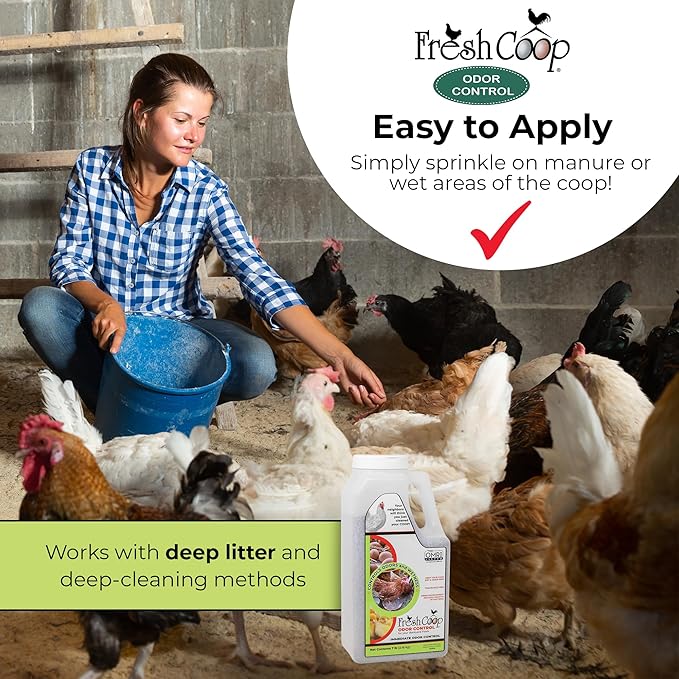 Progressive Planet Fresh Coop Odor Control, 7lb Jug - Ammonia Neutralizer & Moisture Absorption for Poultry - Food-Grade Diatomaceous Earth & Citric Acid - Extends Bedding Life & Improves Freshness