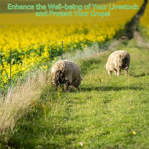 Electric Fence Netting - 35.4" H x 164' L, Portable Movable Livestock Nets Mesh for Goats, Sheep, Hogs, Dog, All-Purpose Electric Fencing for Backyards, Homesteaders, Farms Ranches, and Gardens