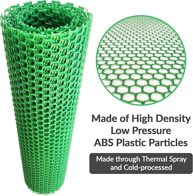 QueenBird Green Plastic Wire Mesh Fence 15.7IN x 10FT Roll - Ideal for Poultry, Dogs, Rabbit, Snake Barrier & Gardening - Durable Plastic Chicken Wire Mesh - Versatile Plastic Fencing&Netting Solution