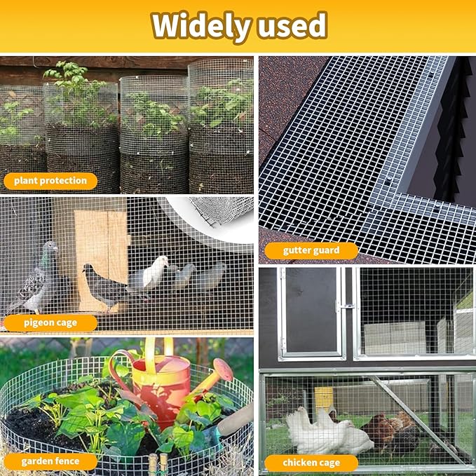 Chicken Wire Fencing Hardware Cloth 1/4 inch 8 in x 10 ft 23 Gauge Galvanized Wire Mesh Roll for Chicken Fences Bird Wire Rabbit Wire Poultry Netting Cage Screen mesh Gutter Guard