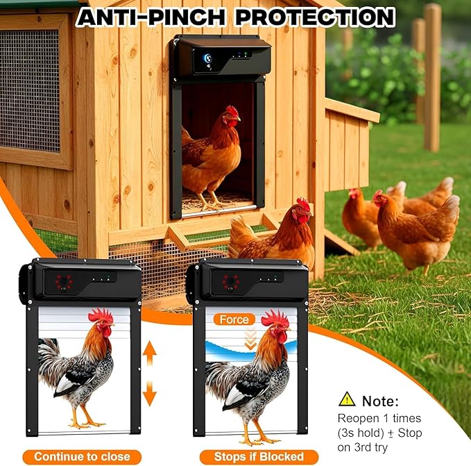 Waterproof Automatic Chicken Coop Door with Camera, Remote - Solar Chicken Coop Door Battery Powered with Night Vision Motion Sensor - Predator Protected Safety Mechanism Automatic Gate Opener