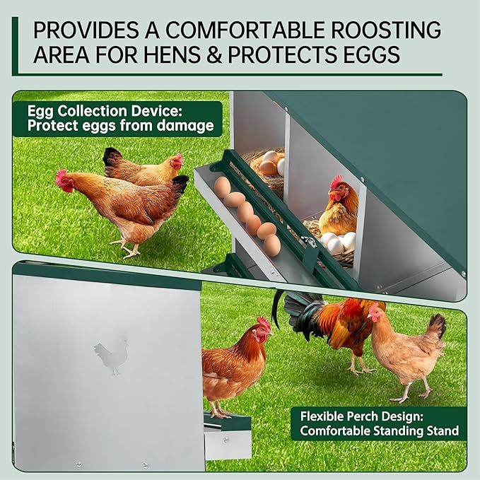 GarveeLife Chicken Nesting Box, 10 Compartments Nesting Box for Chickens, Two-Tier Steel Chicken Egg Laying Box with Large Vented Holes Wall Mounting for Easy Egg Collection