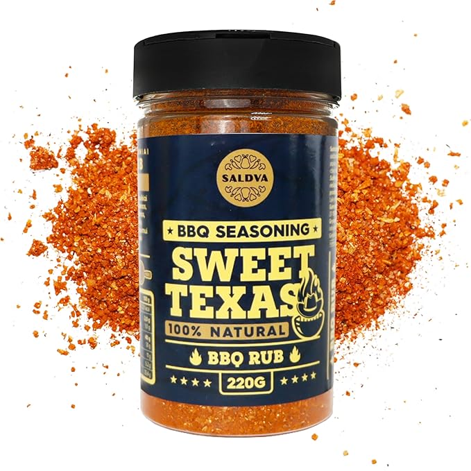 Sweet Texas BBQ Rub - 100% Natural Seasoning - Delightful Sweet Seasoning with Authentic Texas Kick for Amazing BBQ and Grill Dishes- Large Jar (220g)