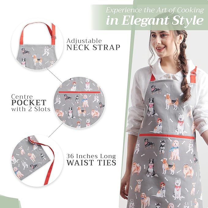 Maison d' Hermine 100% Cotton Apron for women with Pocket Kitchen Chef Apron for Men Cooking Easter Decorations