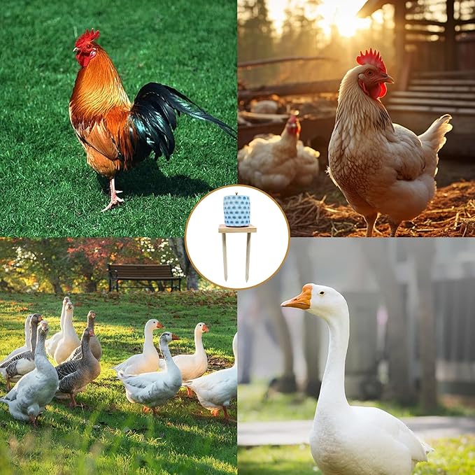 Chicken Coop Accessories, Beak Grinding Calcium Stone with Woodem Stake, Chicken Enrichment Toys, Chicken Coop Toys for Hens, Ducks, Geese, Turkeys, Poultry