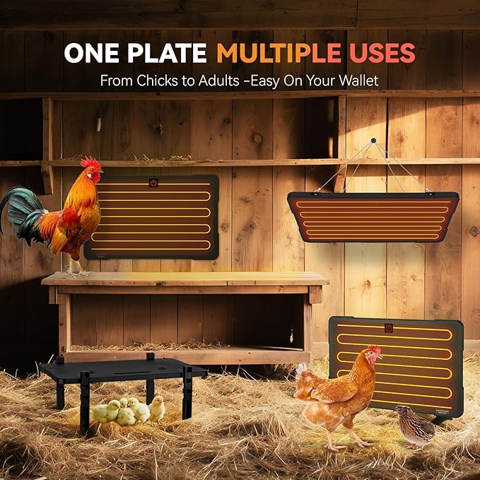 Chicken Coop Heater, Energy-Saving Design Heat Lamp for Chickens, ETL-Compliant Chicken Coop Accessories, Double Protection Heater 4 in 1 Suitable for Pet Animal (PH200S)