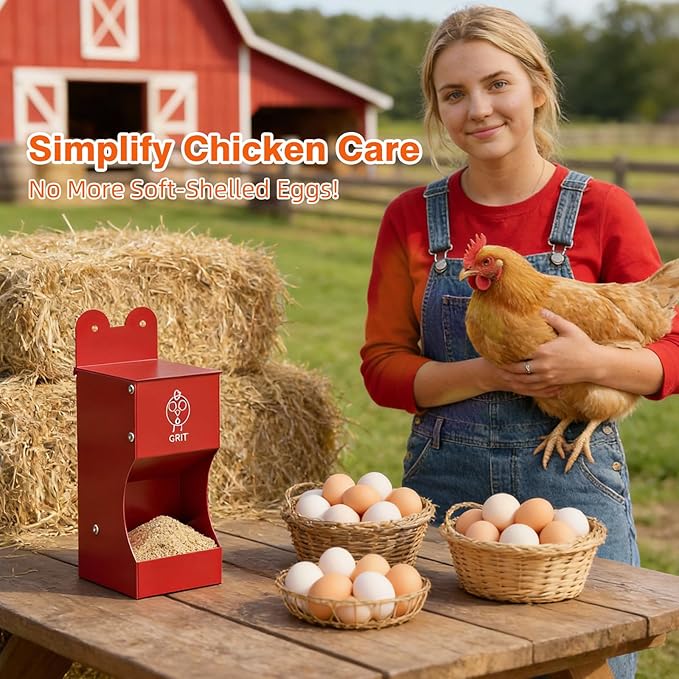 2Pack Chicken Grit Feeder, Metal Oyster Shell Feeder with Weatherproof Lid and Drain Holes, Hanging Gravity Chicken Grit Feeder, Coop Accessories for Hens and Chicks